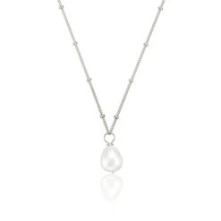 Silver Large Pearl Satellite Necklace