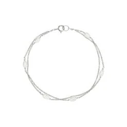 Solid White Gold Layered Seed Pearl Bracelet