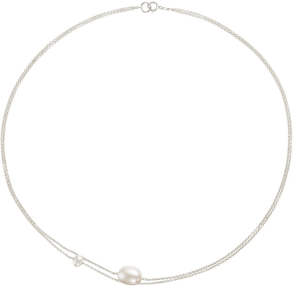 Silver Layered Large And Small Pearl Choker