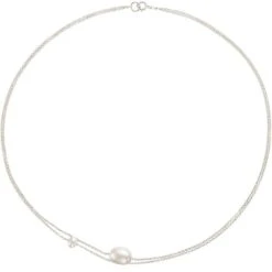 White Gold Layered Large And Small Pearl Choker