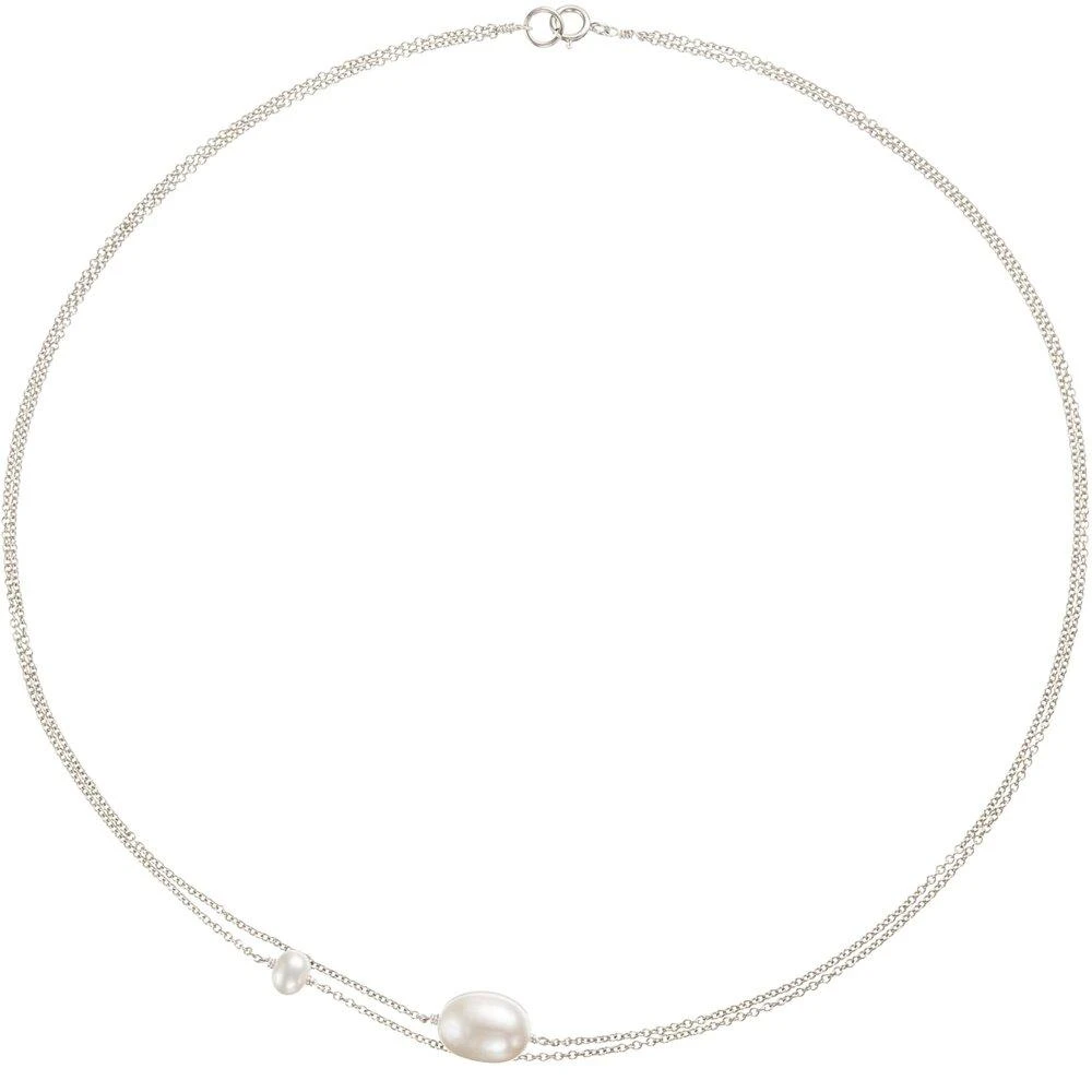 White Gold Layered Large And Small Pearl Choker