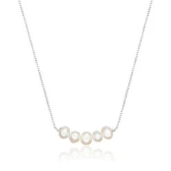Silver Pearl Cluster Necklace