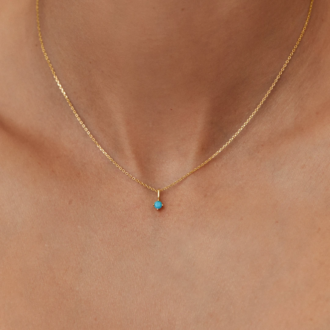 Silver Small Birthstone Pendant Necklace - Image 3